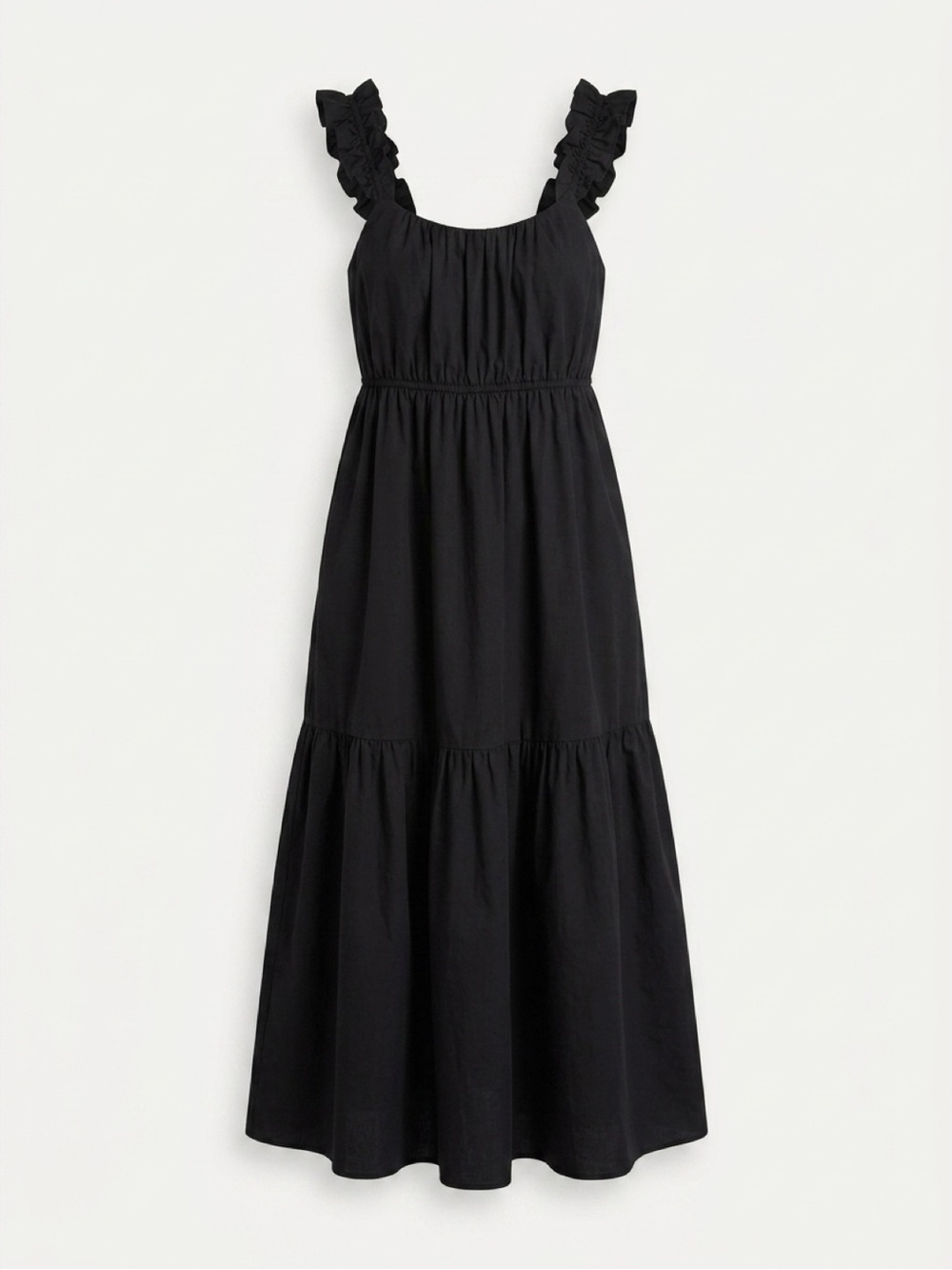 Abercrombie Black Ruffle Strap Maxi Dress